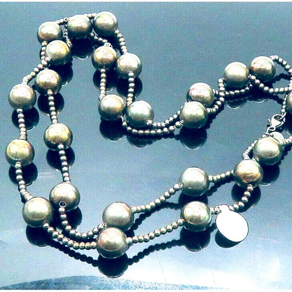 ✨ Rare Vintage Tiffany & Co. Elsa Peretti® 36” Sterling Silver Bead Necklace ✨ - Picture 3 of 10